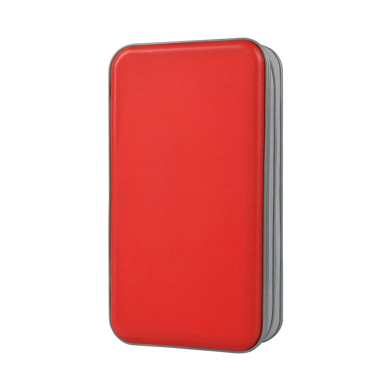 alavisxf xx CD Case, 96 Capacity Hard Plastic CD Holder Protective DVD Disc Storage Case Holder Portable Zipper CD DVD Organizer Storage Wallet for Car Home Travel (96 Capacity, Red) - Image 1